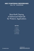 Cover: Rare-Earth Doping of Advanced Materials for Photonic Applications: Volume 1111 - Cambridge University Press