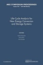 Cover: Life-Cycle Analysis for New Energy Conversion and Storage Systems: Volume 1041 - Cambridge University Press