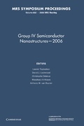 Cover: Group IV Semiconductor Nanostructures - 2006: Volume 958 - Cambridge University Press