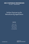 Cover: Surface Engineering for Manufacturing Applications: Volume 890 - Cambridge University Press