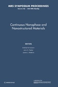 Cover: Continuous Nanophase and Nanostructured Materials: Volume 788 - Cambridge University Press