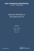 Cover: Materials Reliability in Microelectronics III: Volume 309 - Cambridge University Press