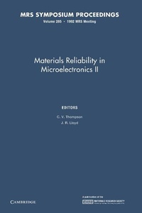 Enlarge image Cover: Materials Reliability in Microelectronics II: Volume 265 - Cambridge University Press