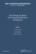 Cover: Low Energy Ion Beam and Plasma Modification of Materials: Volume 223 - Cambridge University Press
