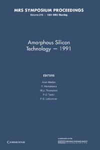 Enlarge image Cover: Amorphous Silicon Technology - 1991: Volume 219 - Cambridge University Press