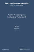 Cover: Plasma Processing and Synthesis of Materials III: Volume 190 - Cambridge University Press