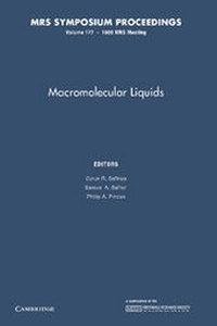 Enlarge image Cover: Macromolecular Liquids: Volume 177 - Cambridge University Press