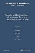 Cover: Magnetic and Electronic Films - Microstructure, Texture and Application to Data Storage: Volume 721 - Cambridge University Press