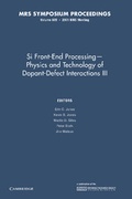 Cover: Si Front-End Processing: Volume 669 - Cambridge University Press