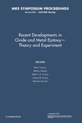 Cover: Recent Developments in Oxide and Metal Epitaxy - Theory and Experiment: Volume 619 - Cambridge University Press