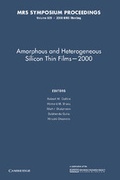 Cover: Amorphous and Heterogeneous Silicon Thin Films - 2000: Volume 609 - Cambridge University Press