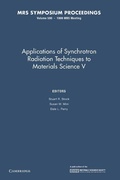 Cover: Applications of Synchrotron Radiation Techniques to Materials Science V: Volume 590 - Cambridge University Press