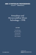Cover: Amorphous and Microcrystalline Silicon Technology - 1998: Volume 507 - Cambridge University Press