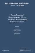 Cover: Amorphous and Heterogeneous Silicon Thin Films: Fundamentals to Devices - 1999: Volume 557 - Cambridge University Press
