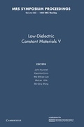 Cover: Low-Dielectric Constant Materials V: Volume 565 - Cambridge University Press