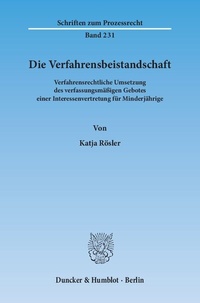 Abbildung von: Die Verfahrensbeistandschaft. - Duncker & Humblot