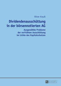 Abbildung von: Dividendenausschüttung in der börsennotierten AG - Peter Lang Verlag