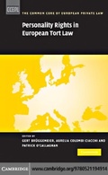 Cover: Personality Rights in European Tort Law - Cambridge University Press