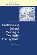 Cover: Quotation and Cultural Meaning in Twentieth-Century Music - Cambridge University Press