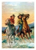 Cover: Cowboy and Cowgirl Riding the Range Birthday Card - Laughing Elephant