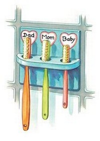 Enlarge image Cover: Family Toothbrushes Baby Card - Laughing Elephant
