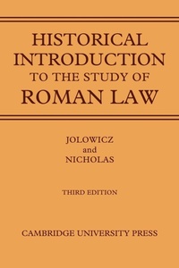 Enlarge image Cover: A Historical Introduction to the Study of Roman Law - Cambridge University Press