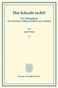 Cover: Hat Schacht recht? - Duncker & Humblot