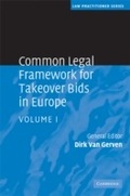 Cover: Common Legal Framework for Takeover Bids in Europe: Volume 1 - Cambridge University Press
