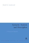 Cover: Syntactic Analysis and Description - Continuum Publishing Corporation