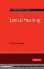 Cover: Lexical Meaning - Cambridge University Press