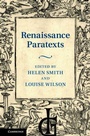 Cover: Renaissance Paratexts - Cambridge University Press