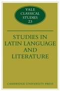 Cover: Studies in Latin Language and Literature - Cambridge University Press