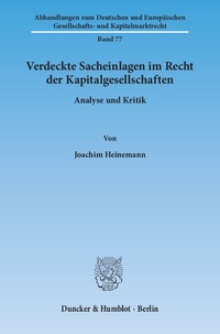 Abbildung von: Verdeckte Sacheinlagen im Recht der Kapitalgesellschaften. - Duncker & Humblot