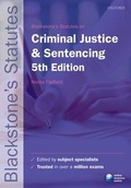 Bild: Blackstone's Statutes on Criminal Justice & Sentencing - Oxford University Press
