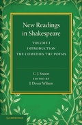 Cover: New Readings in Shakespeare: Volume 1, Introduction; The Comedies; The Poems - Cambridge University Press