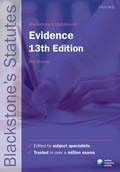 Cover: Blackstone's Statutes on Evidence - Oxford University Press