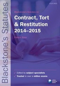 Abbildung von: Blackstone's Statutes on Contract, Tort & Restitution 2014-2015 - Oxford University Press