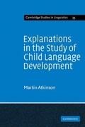 Cover: Explanations in the Study of Child Language Development - Cambridge University Press