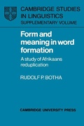 Cover: Form and Meaning in Word Formation - Cambridge University Press
