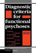 Cover: Diagnostic Criteria for Functional Psychoses - Cambridge University Press