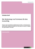 Cover: Die Bedeutung von Vorwissen fuer den Lernerfolg. - GRIN Publishing