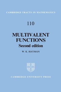Enlarge image Cover: Multivalent Functions - Cambridge University Press