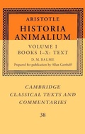 Cover: Aristotle: 'Historia Animalium': Volume 1, Books I-X: Text - Cambridge University Press