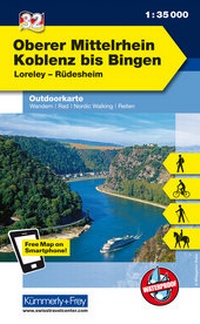 Abbildung von: Oberer Mittelrhein von Koblenz - Bingen, Loreley, Rüdesheim - Kümmerly+Frey
