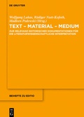 Cover: Text - Material - Medium - De Gruyter