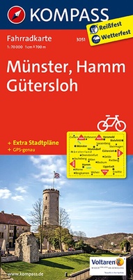 Abbildung von: KOMPASS Fahrradkarte 3051 Münster, Hamm, Gütersloh 1:70.000 - KOMPASS-Karten