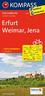 Abbildung von: KOMPASS Fahrradkarte Erfurt - Weimar - Jena - KOMPASS-Karten