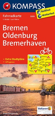 Abbildung von: KOMPASS Fahrradkarte 3009 Bremen, Oldenburg, Bremerhaven, 1:70.000 - KOMPASS-Karten