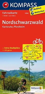 Abbildung von: KOMPASS Fahrradkarte 3094 Nordschwarzwald - Karlsruhe - Pforzheim 1:70.000 - KOMPASS-Karten