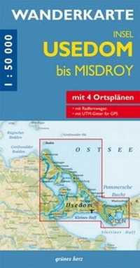 Abbildung von: Wanderkarte Insel Usedom bis Misdroy - grünes herz